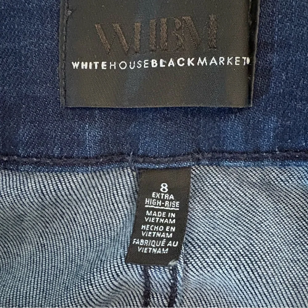 White House Black Market Dark Blue Flare Jeans Extra High-Rise Trouser Size 8 - Picture 2 of 13